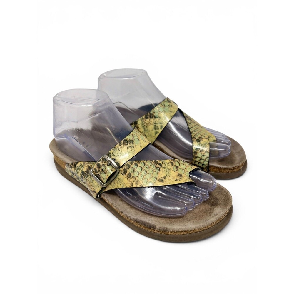 Mephisto Helen Snake Print Leather Toe Ring Footbed Sandals Women's Size 37